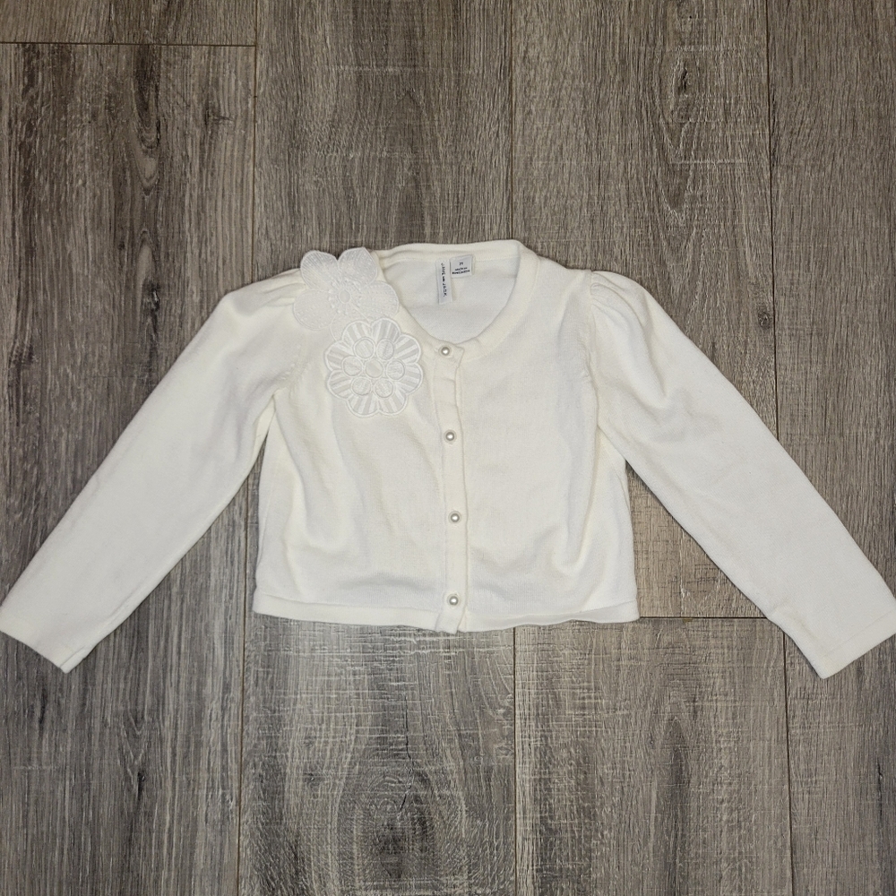 Janie And Jack Off White Floral Applique Sweater